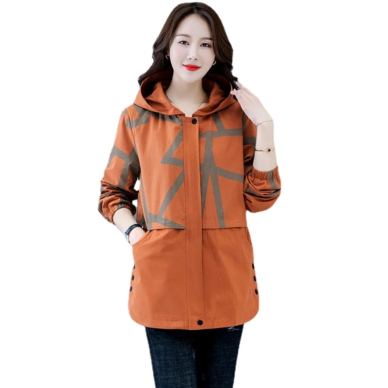 

Women's Hooded Jackets 2021 Spring Autumn Causal Windbreaker Famale Jackets Basic Coats Zipper Jackets Outwear Plus Size 5XL