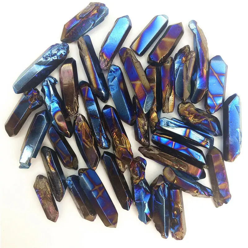 Прямая поставка 50 г ярко-синий титановый кварцевый кристалл Aura камень с