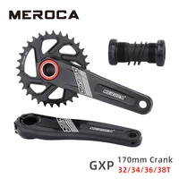 meroca racework bicycle crankset 170mm aluminum gxp crank with bottom bracket 32t 34t 36t 38t chainring mtb bike crank set