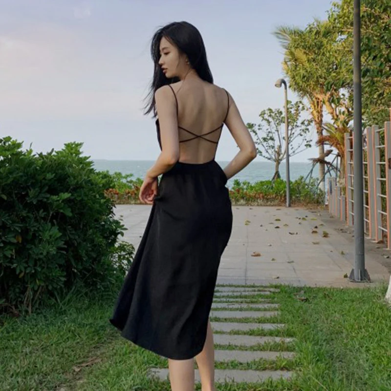 Сарафан женский на бретелях длинный пикантный Повседневный пляжный сарафан без