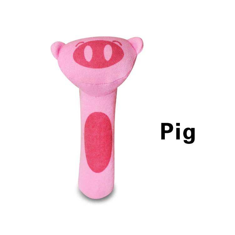 Pig Детская плюшевая погремушка для рук 0-12 месяцев, мультяшный Колокольчик для рук, мягкие милые моющиеся детские игрушки для новорожденных, подарок для младенцев - Цвет: Pig