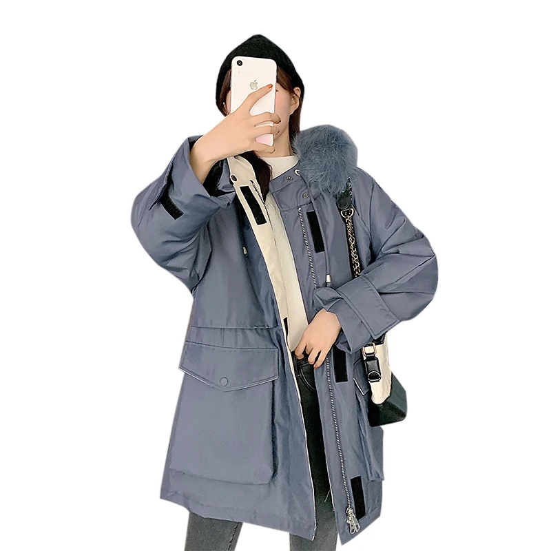 

New Winter Jacket High Quality Fur Hooded Padded Coat Women Fashion Jackets Winter Warm Woman Clothing Casual Long Parkas Mujer
