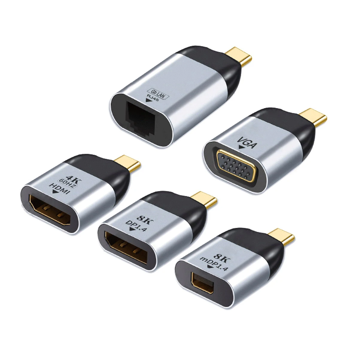 USB Type C к VGA 4K HDMI 8K DP Mini PD RJ45 мини адаптер для планшетов и ноутбуков Macbook подключение