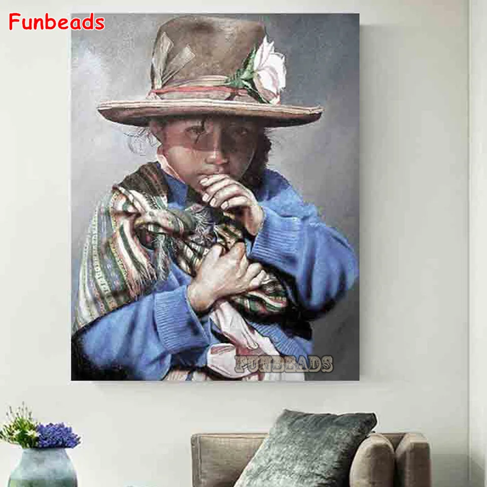 

Алмазная 5D картина «сделай сам», цветок девочки, алмазная вышивка Стразы, картина для индийского ребенка, вышивка крестиком, мозаика, домашн...