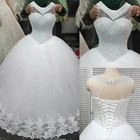 ANGELSBRIDEP овальным вырезом бальное свадебное платье Vestido de Noiva модные ювелирные изделия из золота кружевные аппликации Формальные Свадебные платья размера плюс