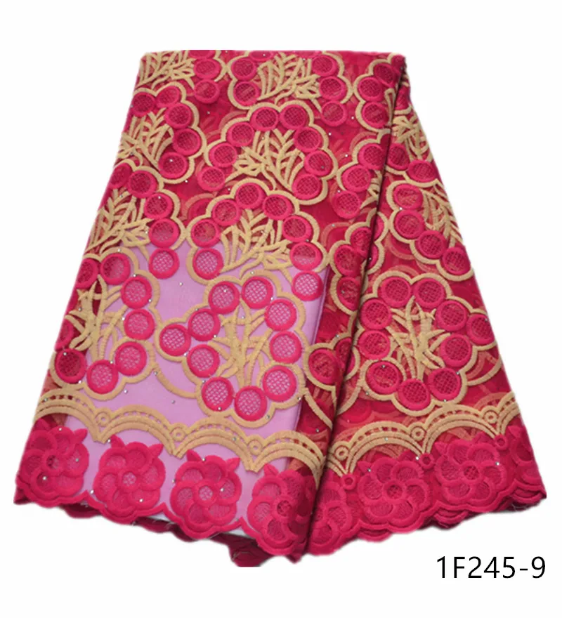 

African lace fabric hot sell lace fabric french lace cheap price embroidery fabric for wedding with stones free shipping 1F245