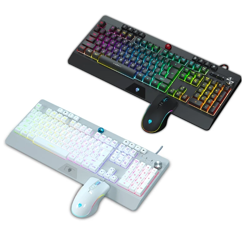 

2022 New Mechanical Wired Keyboard Mouse Combo Compact Ergonomic Suspended 2-color Keycap for Windows Computer Desktop 7200dpi