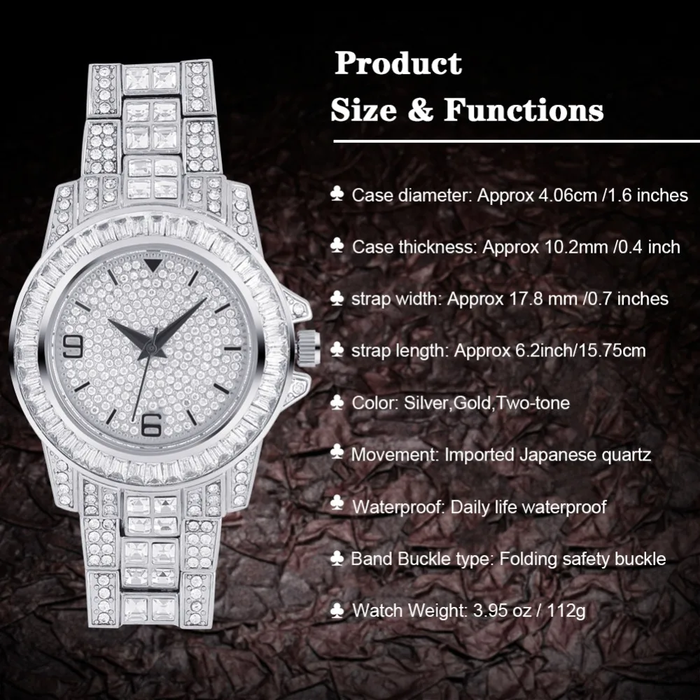 GUCY AAA ICED OUT хип-хоп наручные часы с микро pave CZ браслет из нержавеющей стали Прямая поставка