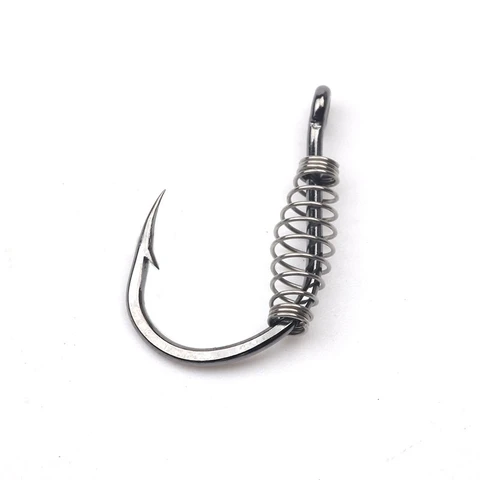 Rompin 10 шт./лот рыболовный пружинный крючок с зазубриной поворотный круглый крючок для карпа размер 2-15 # джиг рыболовный крючок для ловли нахлыстом рыболовные аксессуары снасти