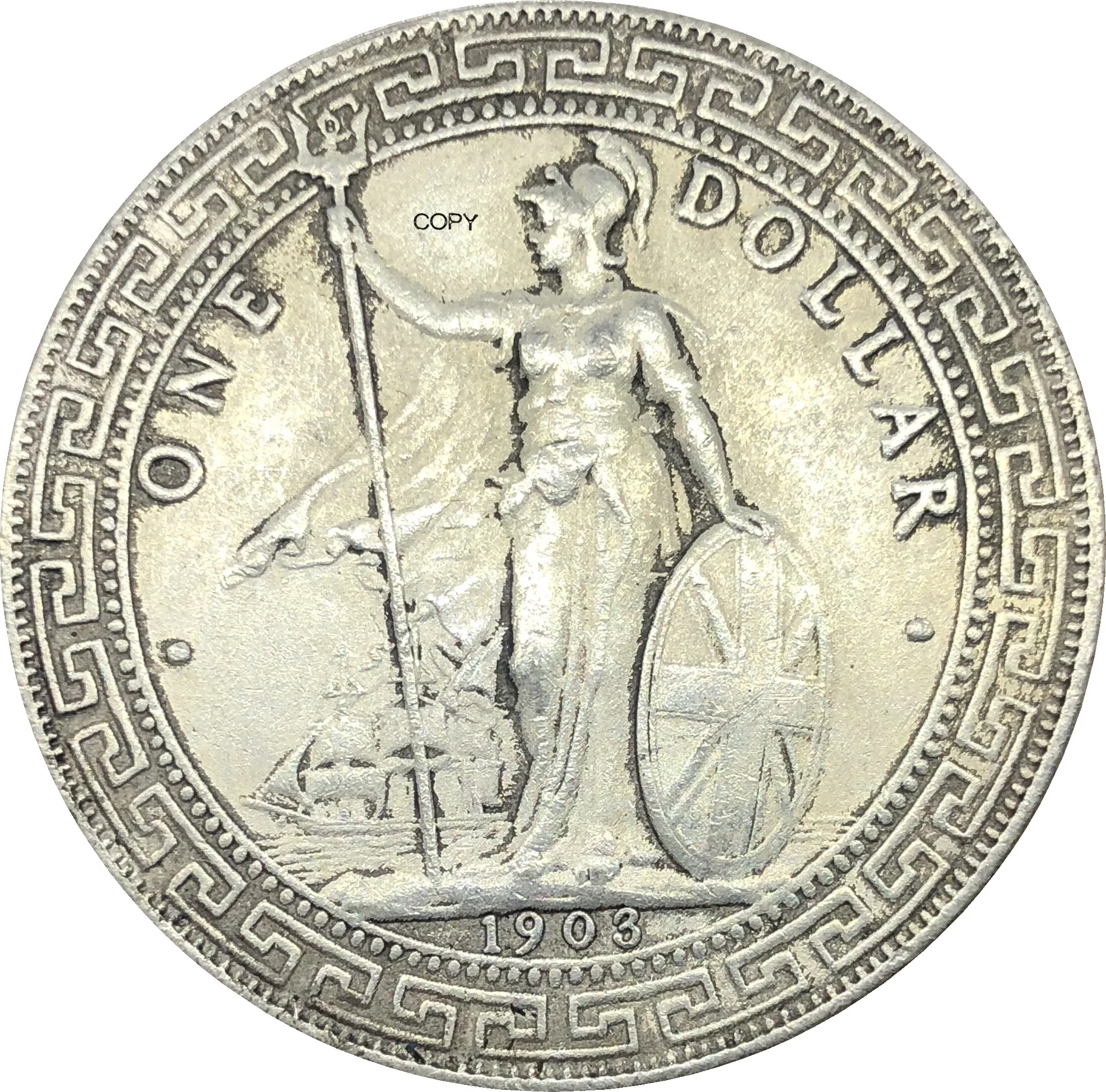 Великобритания 1 доллар Британский торговый 1903 один Мельхиор посеребренный