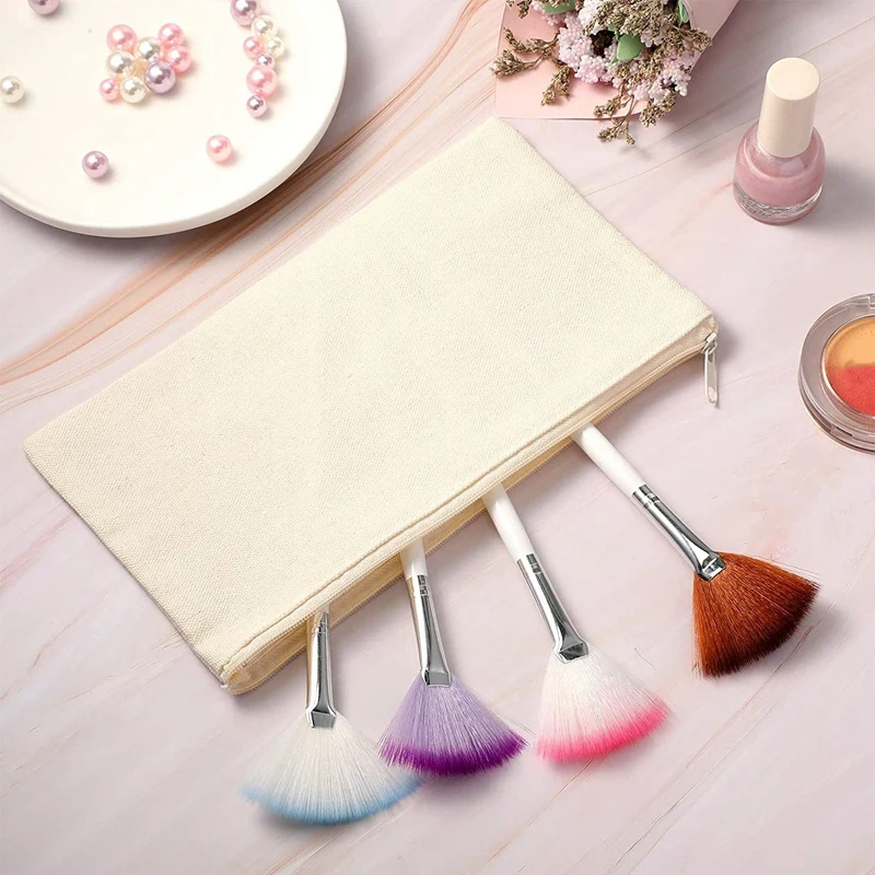 

40 Pcs Canvas Pencil Pouch Zipper Makeup Bags Blank Craft DIY Bags Multipurpose Toiletry Stationary Storage Bags