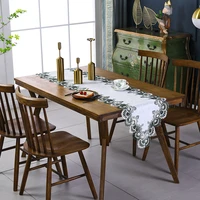 polyester embroidery fabric study room dining table bar counter long dining table lace long lace table runner