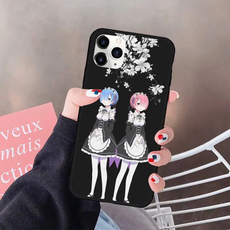 HUAGETOP Rem и Ram Re Zero мягкий черный чехол для телефона резиновый iPhone 11 pro XS MAX 8 7 6 6S Plus X 5S