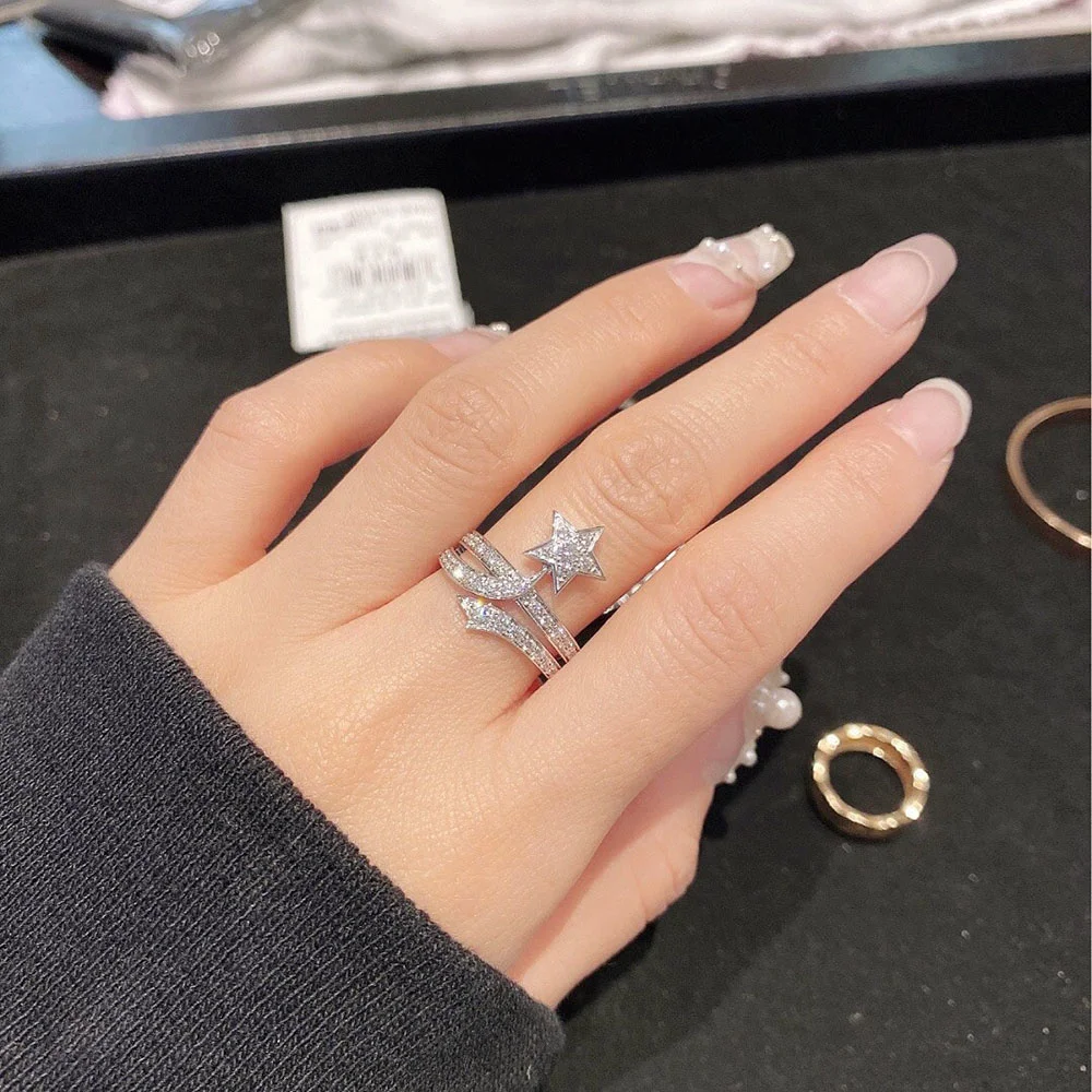 

Женское кольцо с метеоритом, серебро 2022 пробы, с цирконом