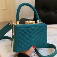 designer women blue box crossbody bag suede small shoulder bag ladies purses and handbags party clutch wallet bags evening bags