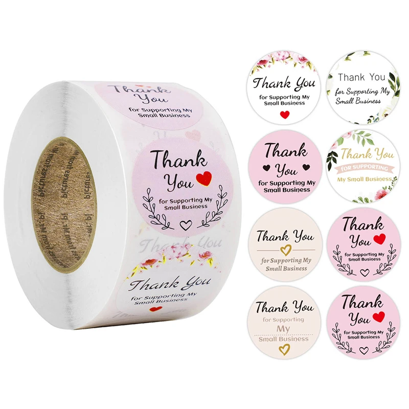 

Разные стили дизайнерских наклеек с цветами и надписью «Thank You» для рождественского подарка упаковка для скрапбукинга печать этикетка канц...