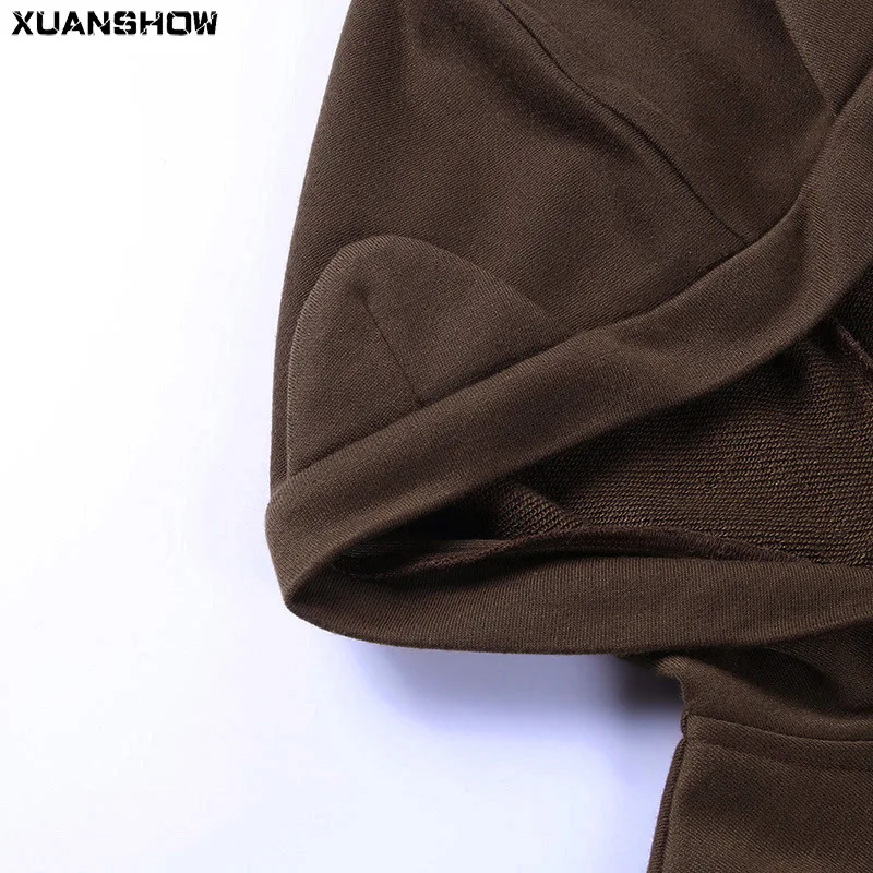 

XUANSHOW 2020 Winter Women Jumpsuit Cotton Long Sleeve Zipper Casual Cat Ear One-piece Clothes Jogging Monos Mujer