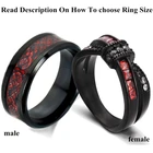 Мужское кольцо из титановой стали и Женское Обручальное кольцо 10 карат с черным золотом и красным цирконием, подарочное кольцо для пар