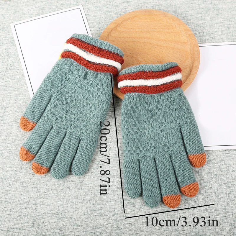 Женские модные шерстяные вязаные перчатки теплые зимние повседневные