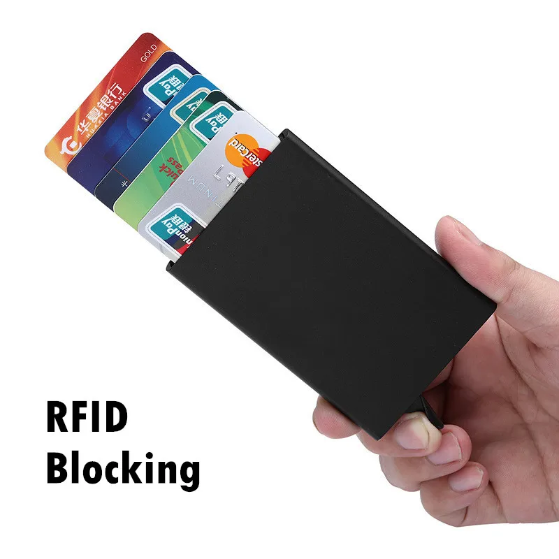 

100PCS Business Card Case Aluminum Alloy Holder Metal Box RFID Blocking Minimalist Credit Card Holder Casual Fashion Card Bag