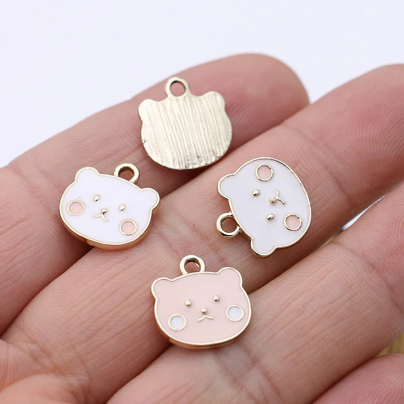 

20 шт. Эмаль розовое платье с рисунком головы медведя Шарм Подвеска для серьги для изготовления ювелирных изделий браслет DIY аксессуары реме...