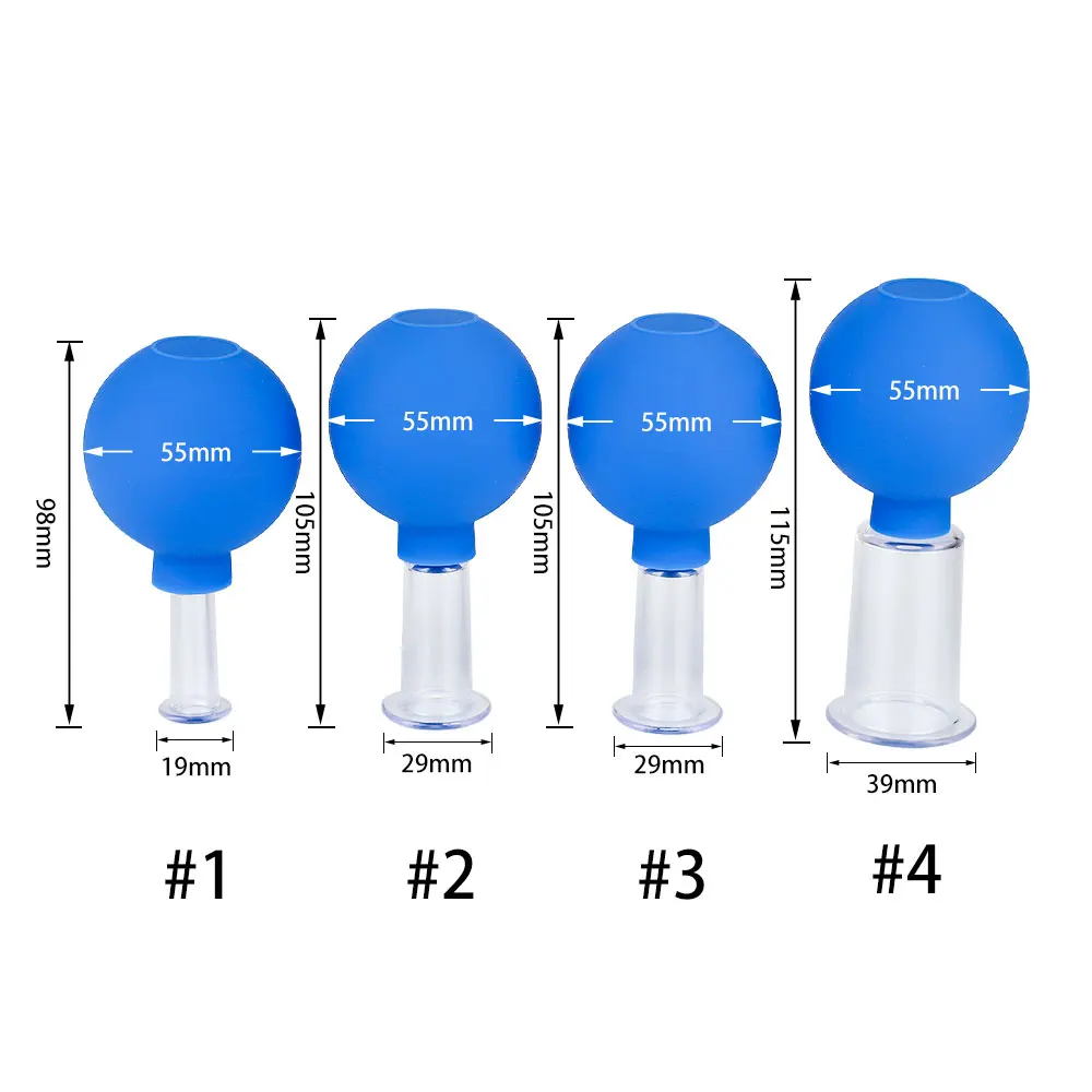 Банки пластиковые для вакуумного массажа лица антицеллюлитный массаж 4 шт. Набор