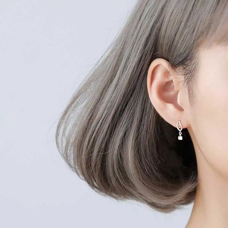 

xiaoboACC S925 Silver Ear piercing Stud Earings Small Square Hanging Earrings for Women 2021 Trend Jewlry Gift