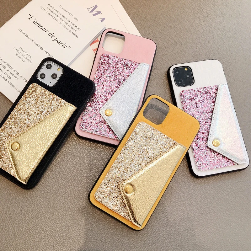 Чехол для iPhone 7 6 6S 8 Plus корейский блестящий чехол-книжка с отделением карт и