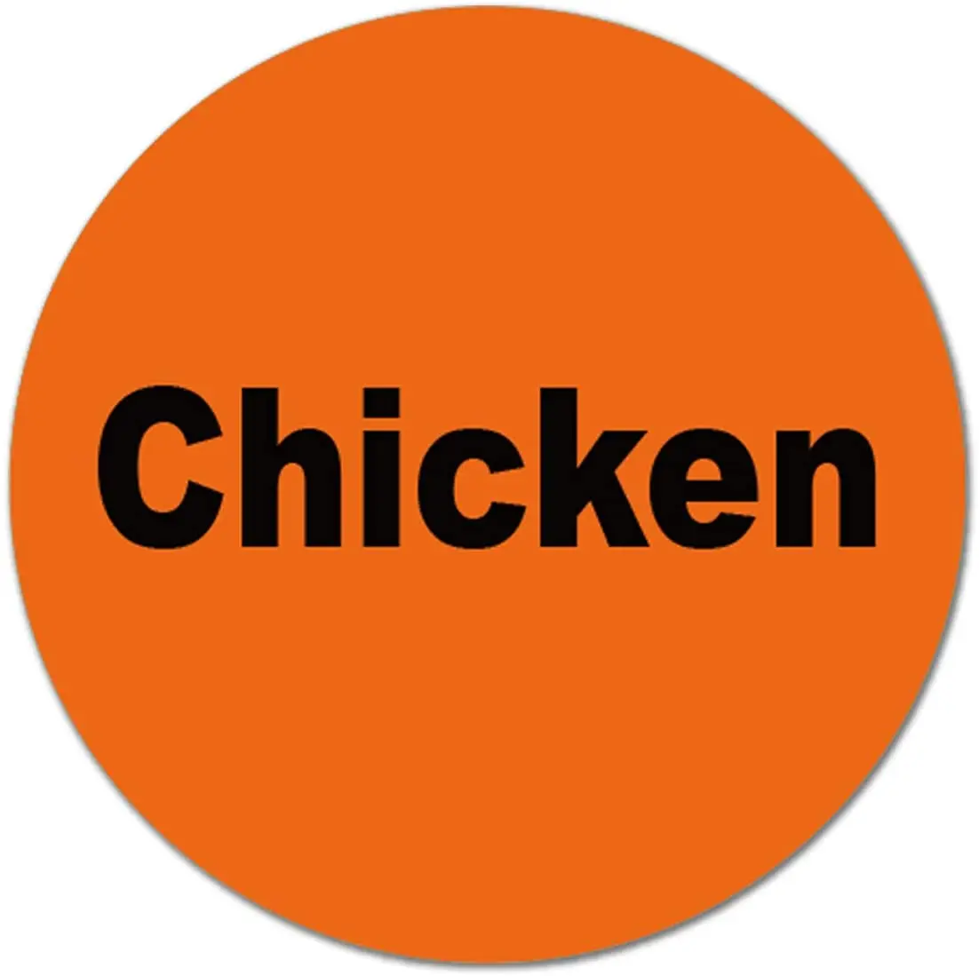 Round Fluorescent Orange Chicken Stickers 1 Inch - 500 Pcs Per Roll Food Stickers Chicken Retail Package Adhesive Labels