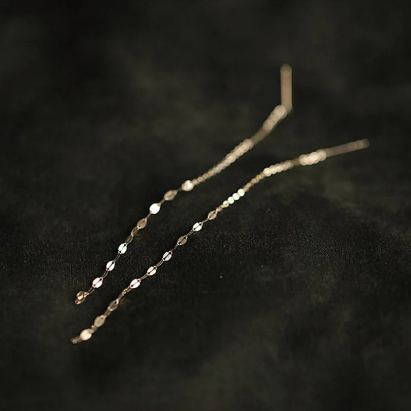 Серьги-подвески женские минималистичные золотого цвета с кисточками подарочный