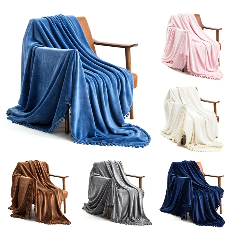 

Flannel Polyester Fiber Blanket Thickened Soft Winter Warm Blankets for Home Sofa Office Nap Throw Blanket Air Conditioner Quilt