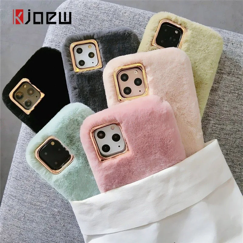 KJOEW плюшевый пушистый меховой чехол для телефона iPhone 11 Pro X XS XR Max 6 6s 7 8 Plus