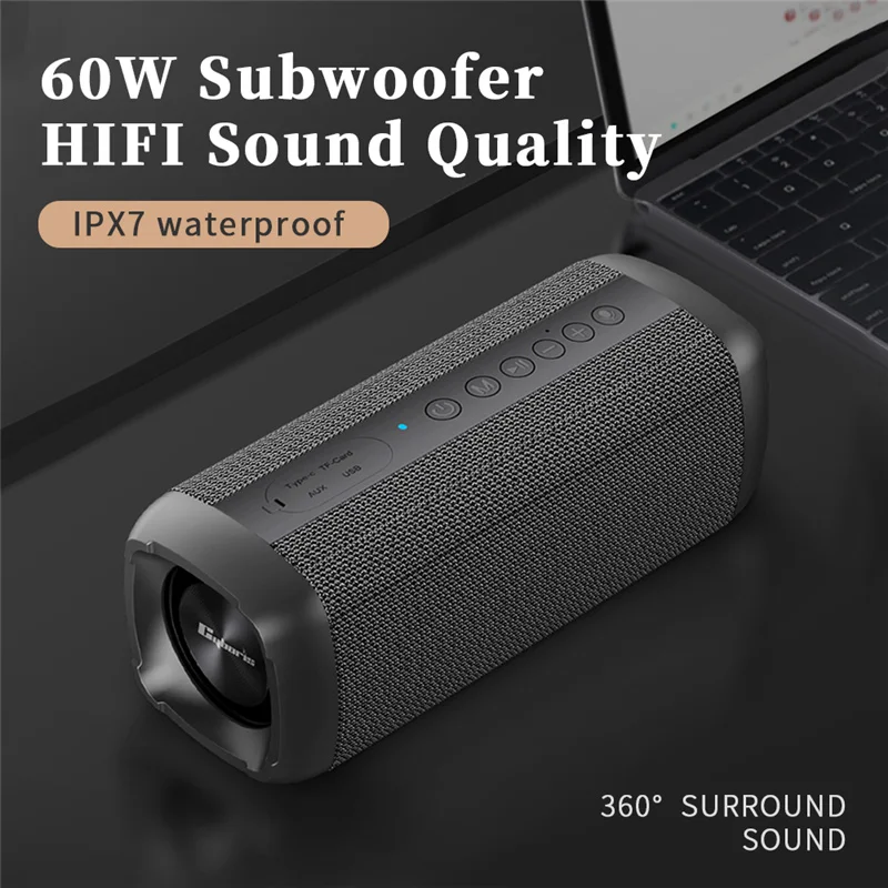 

Уличная Беспроводная bluetooth-колонка, 60 Вт, портативная звуковая колонка высокой мощности, водонепроницаемая стереоколонка TWS с сабвуфером, д...