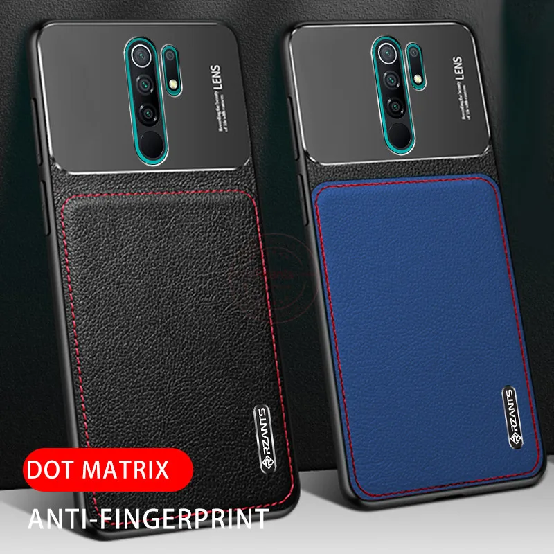 

Rzants For Xiaomi Redmi 9 Hard Case Armor combined with leather Matte Hybrid Protective Shockproof Leather Cover Phone Casing