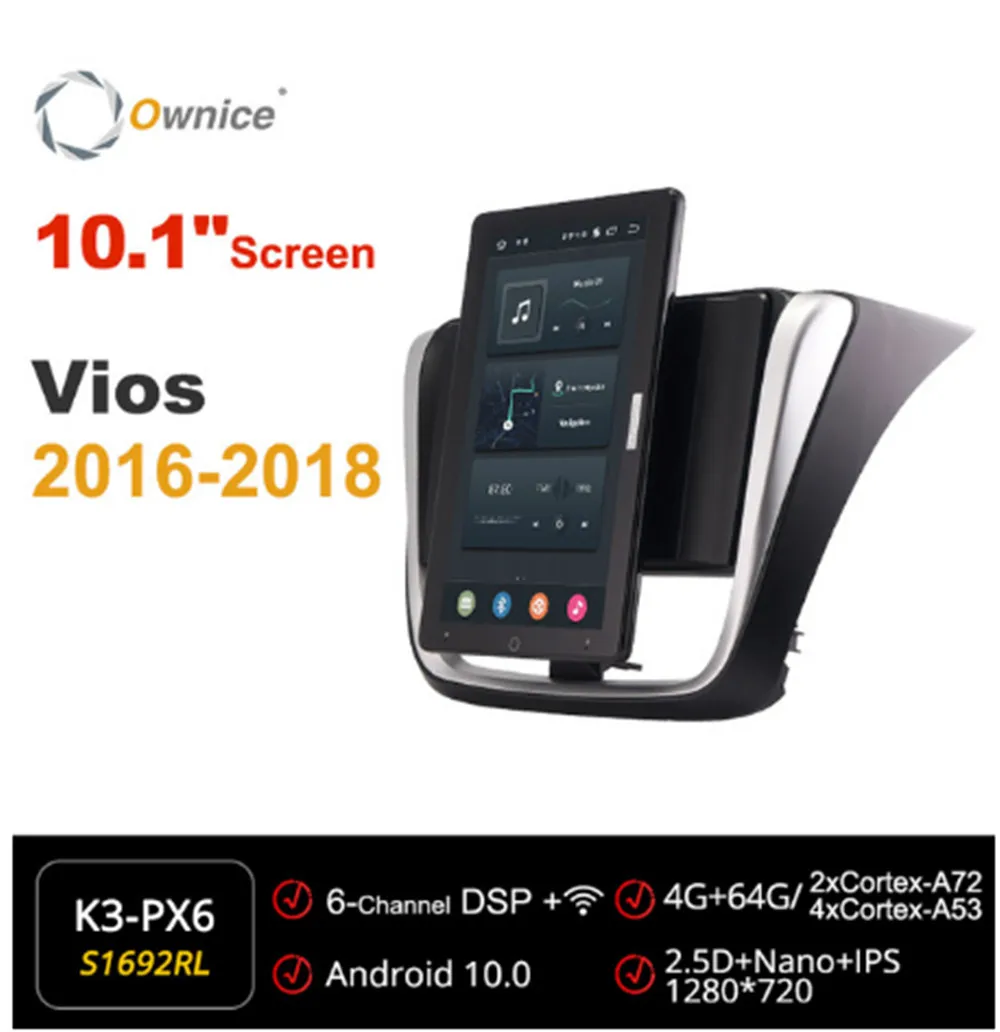 

Автомобильная магнитола Ownice 720P Android 10,0 для Toyota Vios 2016, 2017, 2018, Автомобильная Мультимедийная магнитола с возможностью поворота на 10,1 дюйма IPS