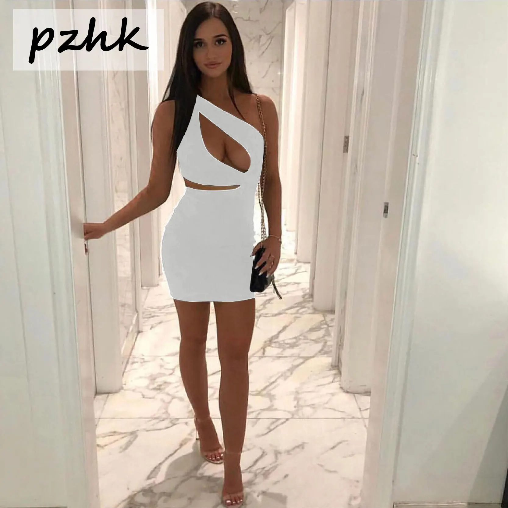 

Pzhk Ruched Women Midi Shirt Dress Bodycon Sexy Sleeveless Elegant Party Backless 2021 Sexy Slim Drawstring Hollow Bag Hip
