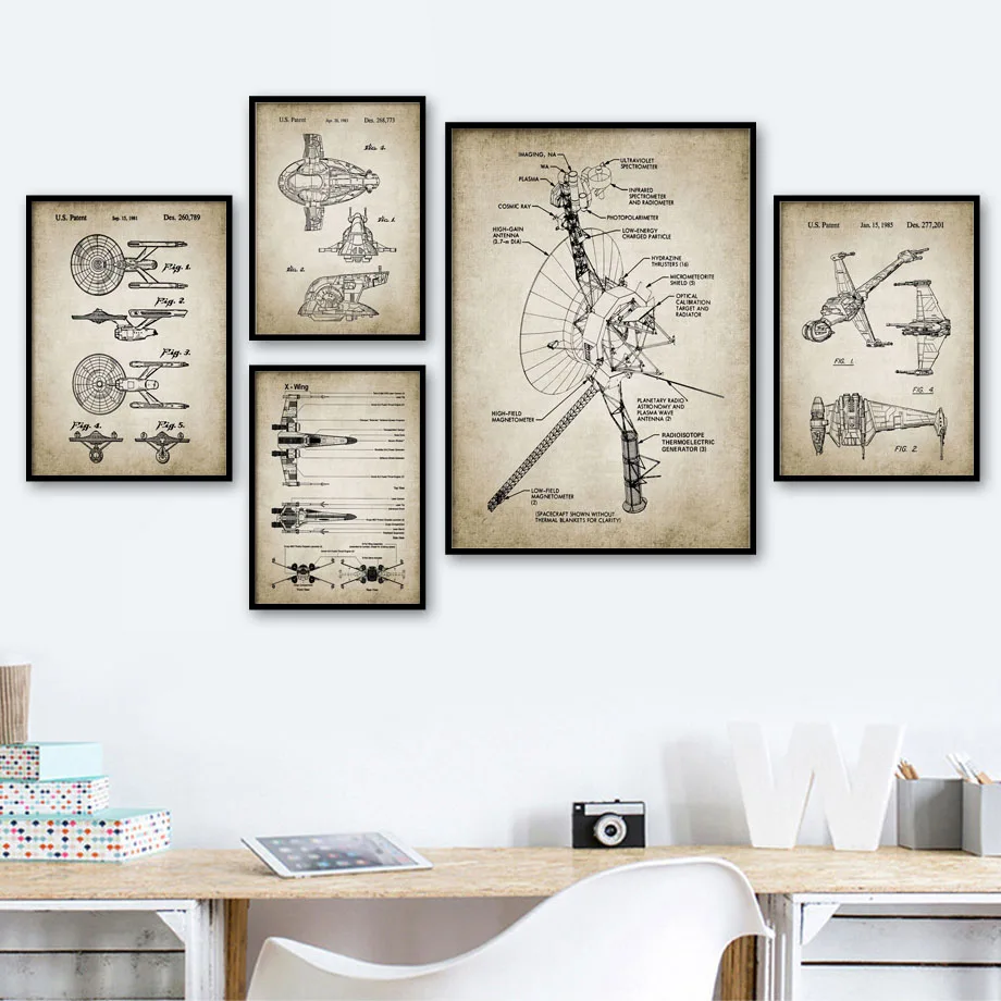 

Wall Art Canvas Painting Spaceship Detailed Vintage For Living Room Decor Nordic Posters And Prints Club Wall Pictures