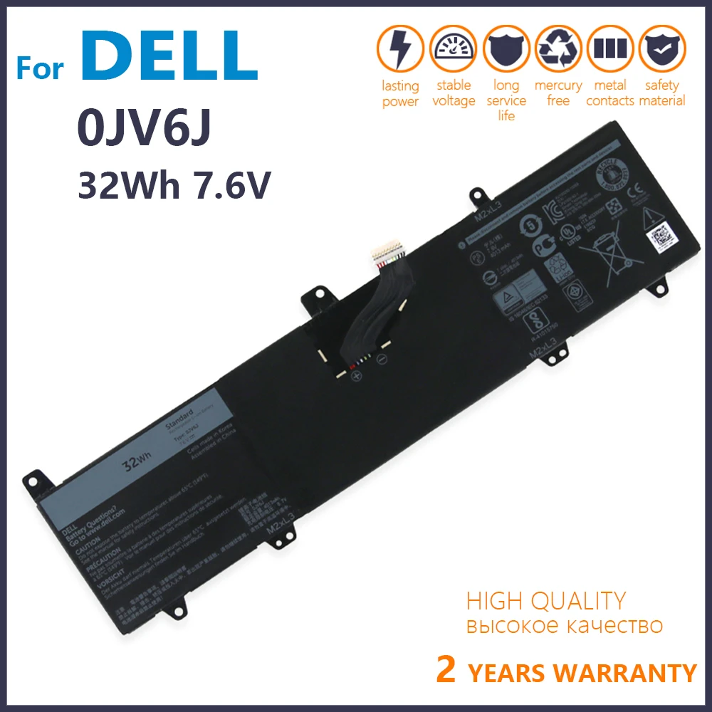 

Genuine new 0JV6J OJV6J Laptop Battery For Dell Inspiron 11 11-3000 3162 3164 3168 8NWF3 PGYK5 0HH6K9 7.6V 32Wh original batteri