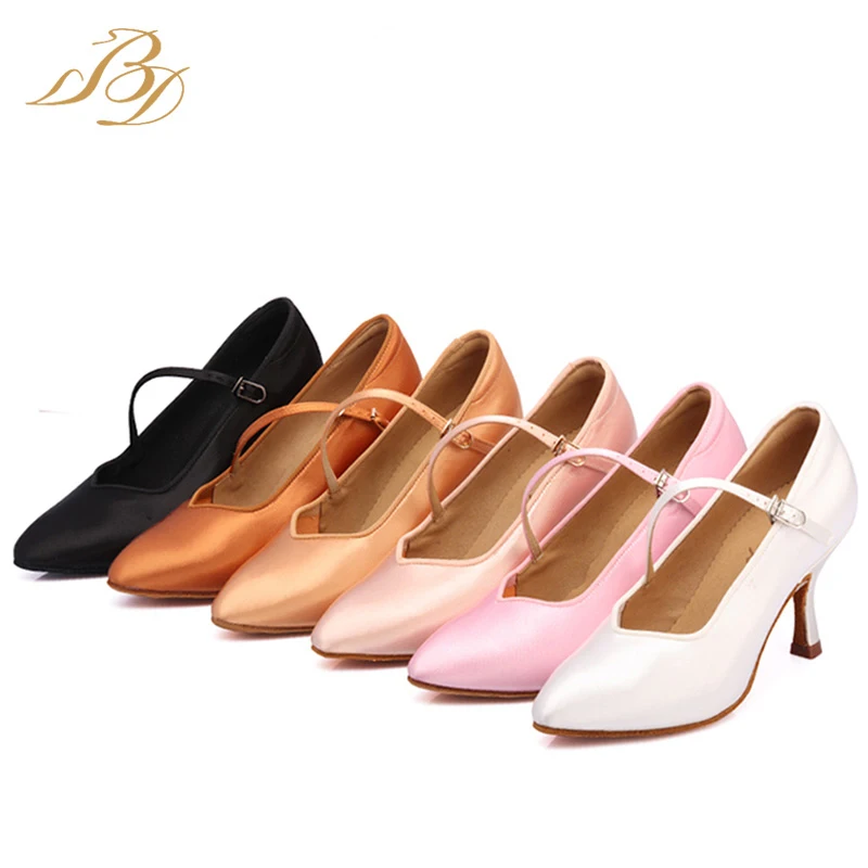 BD dancer's standard shoes Classic Satin all season high heel female dance soft outsole modern 138 Free Shipping | Спорт и