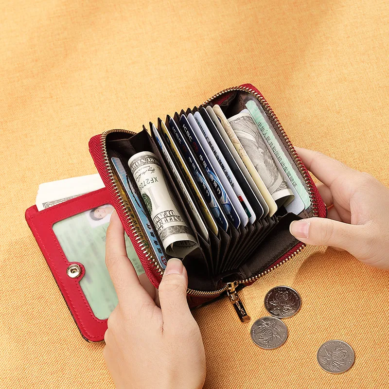 Женский кошелек RFID на молнии Cartera Mujer эстетичный красный модный