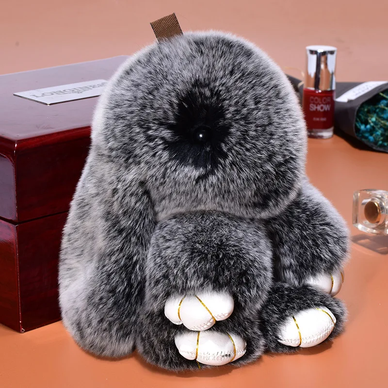 Брелок для ключей с милым плюшевым Кроликом женский меховой помпон кольцо