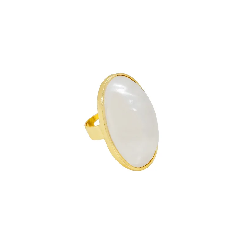 

European and American exaggeration temperament oval pearl gold opening rings For Woman Gothic jewelry party girls unusual ring