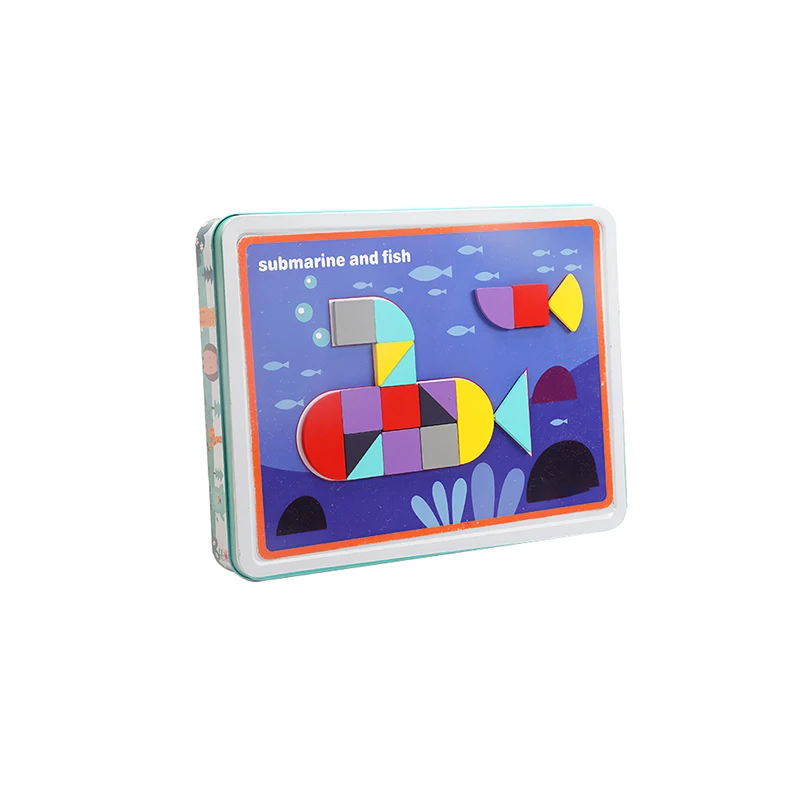 

3D Montessori Wooden Creative Geometric Spell Drawing Board Children Magnetic Puzzle Kid Educational Learning Jigsaw Puzzle Toys