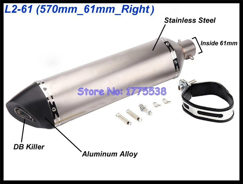 L2-61mm Right PHULEOVEO левый/правый универсальный глушитель выхлопной трубы мотоцикла ID: 51 мм/61 мм L: 570 мм/470 мм/370 мм глушитель выхлопной трубы мотоцикла - Цвет: L2-61mm Right