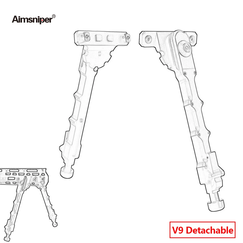 

Tactical M-LOK Rifle Bipod Mount V9 Detachable Tripod For Hunting 7.5-9inch Metal Adjustable Folding Leg Airsoft Accessories