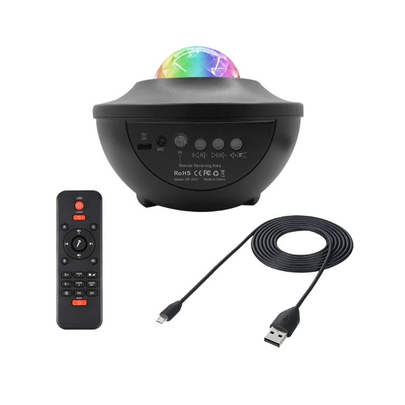 

Star Projection Lamp Wireless Speaker 10 Colorful LED Flame Effect Light Timer P8DC