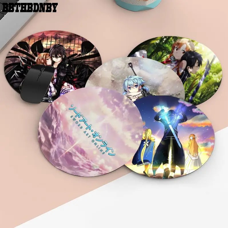

Non Slip PC Sword Art Online Computer Gaming round Mousemats gaming Mousepad Rug For PC Laptop Notebook
