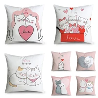 2022 valentines day gift cushion cover cat decorative pillow case for living room bedroom sofa chair decor pillowcase 4545cm