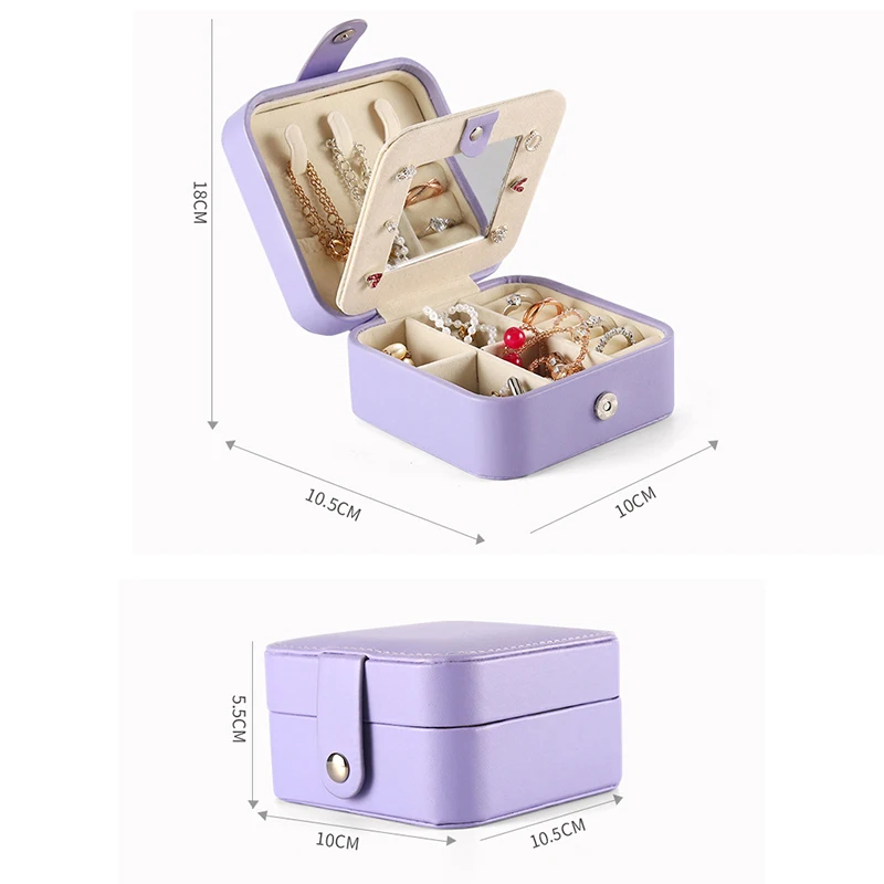 

Portable Travel Storage Box Necklace Ring Earring Jewelry Storage Box PU Leather Bracelet Box Girl Cosmetics Beauty Container