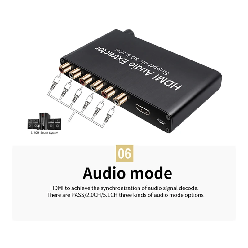 AOEYOO SPDIF 5 1 цифровой аудио декодер HDMI экстрактор 4K 3D конвертер 3 мм выход к для PS4